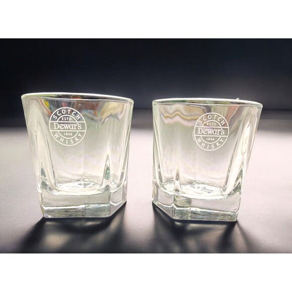 2 Vintage Dewars Glasses Scotch Whisky Low Ball Glass Rocks Libbey Duratuff - Picture 1 of 8